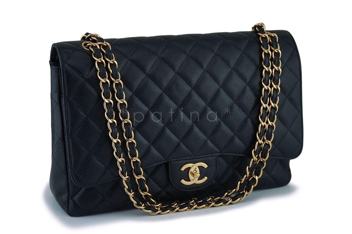 Chanel Black Caviar Maxi "Jumbo XL" Classic Double Flap Bag GHW