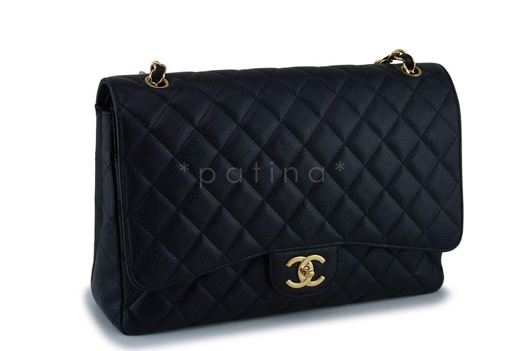 Chanel Black Caviar Maxi "Jumbo XL" Classic Double Flap Bag GHW