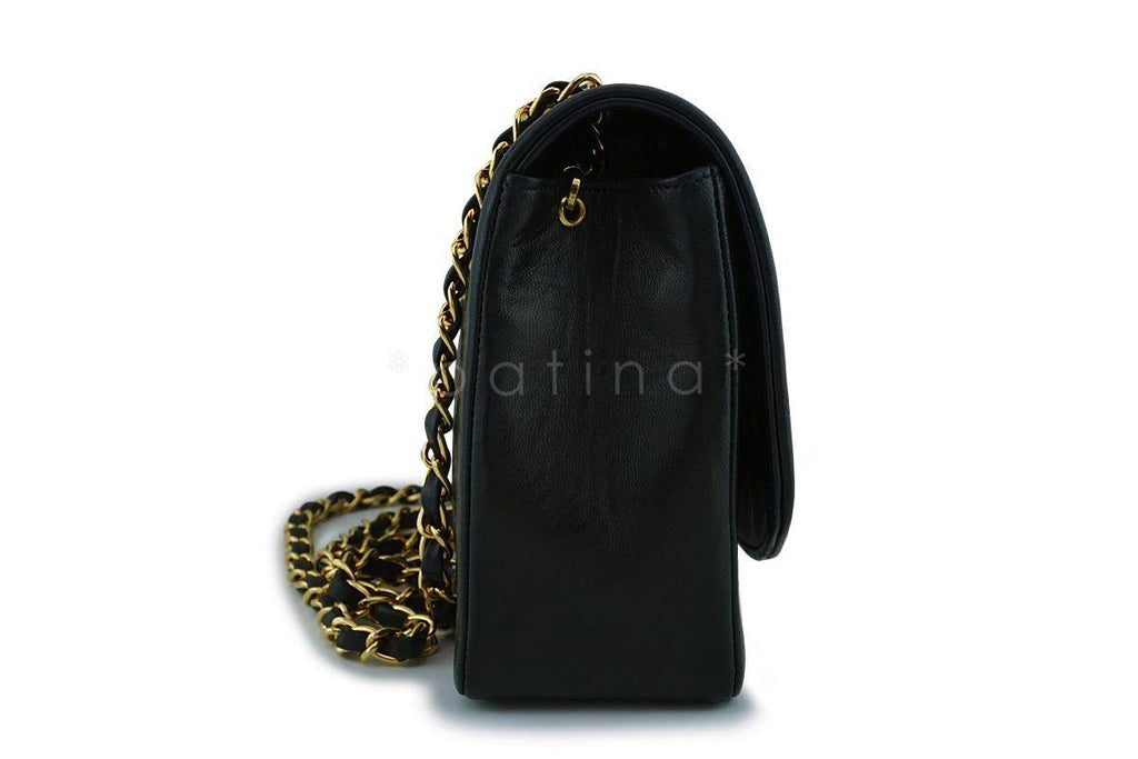 Chanel Black Vintage Lambskin Medium Diana Classic Flap Bag 24k GHW