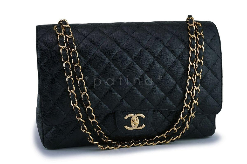 Chanel Black Caviar Maxi "Jumbo XL" Classic Double Flap Bag GHW