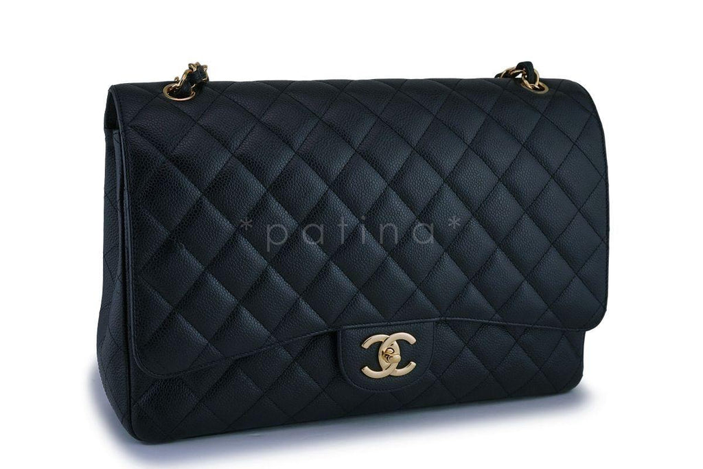 Chanel Black Caviar Maxi "Jumbo XL" Classic Double Flap Bag GHW