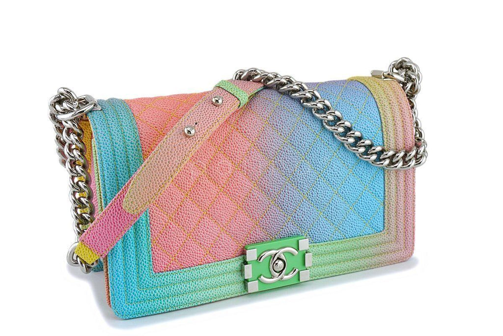 17C Chanel Rainbow Caviar Boy Cuba Multicolor Classic Boy Flap Bag