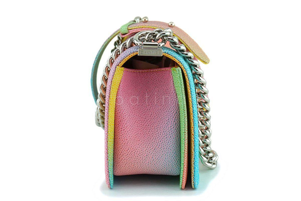 17C Chanel Rainbow Caviar Boy Cuba Multicolor Classic Boy Flap Bag