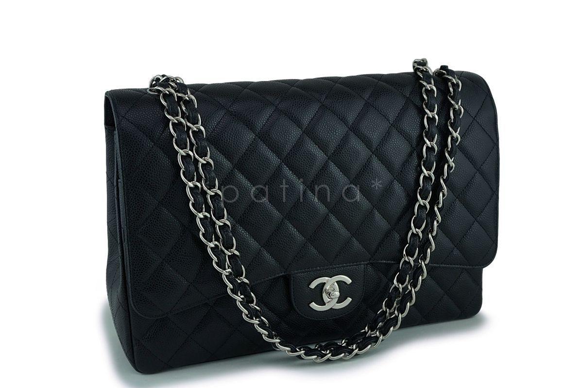 Chanel Black Caviar Maxi "Jumbo XL" Classic Double Flap Bag SHW