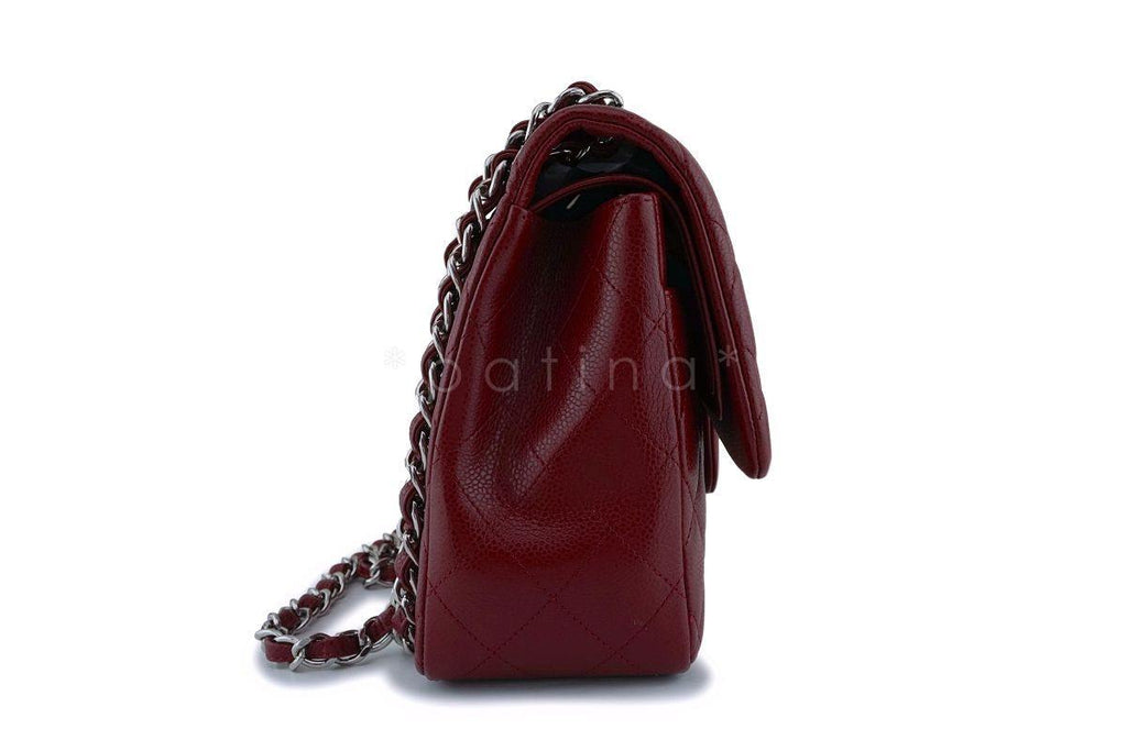 13B Chanel Red Caviar Jumbo Classic Double Flap Bag SHW
