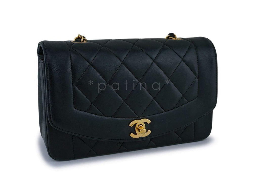 Chanel Black Vintage Lambskin Small Diana Classic Flap Bag 24k GHW