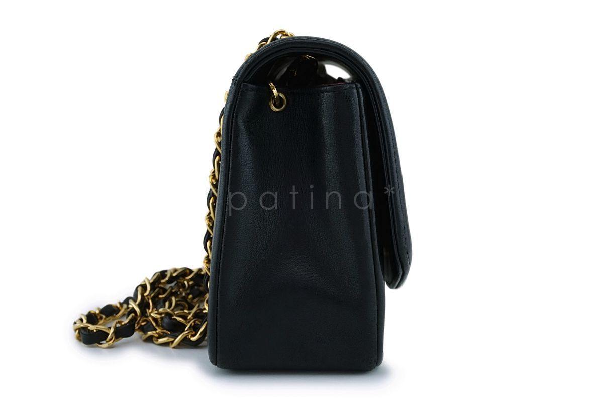 Chanel Black Vintage Lambskin Small Diana Classic Flap Bag 24k GHW