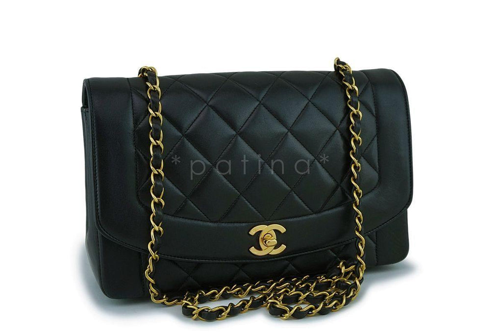 Chanel Vintage Black Medium Classic Diana Flap Bag 24k GHW