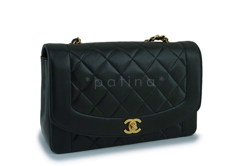 Chanel Vintage Black Medium Classic Diana Flap Bag 24k GHW