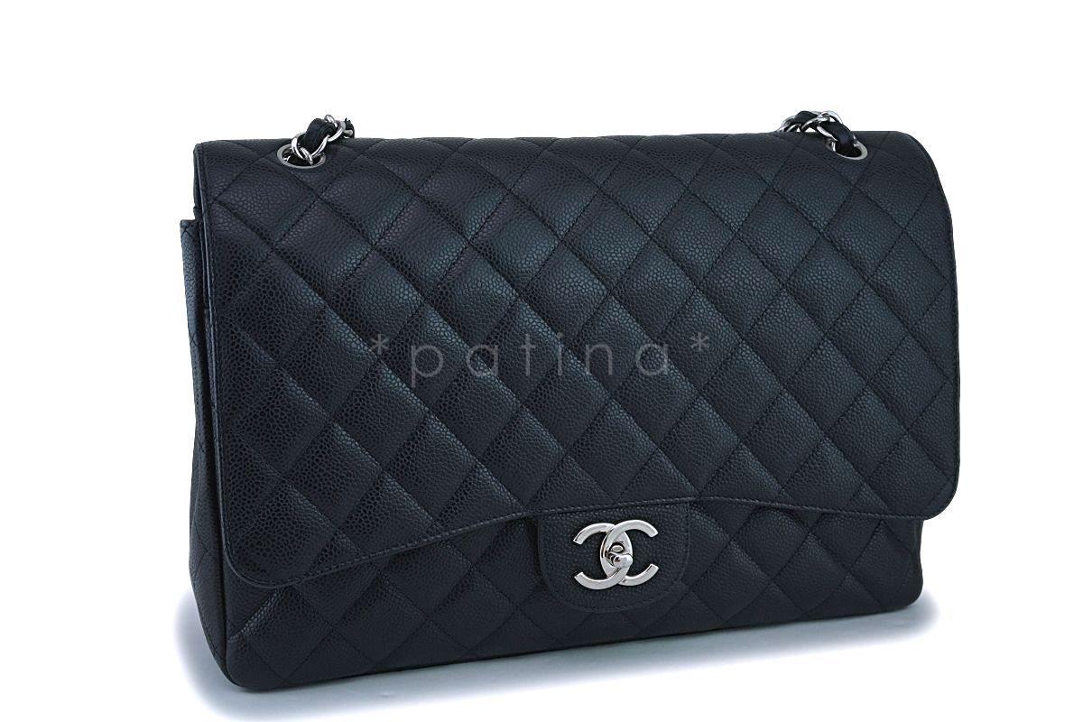 Chanel Black Caviar Maxi "Jumbo XL" Classic Double Flap Bag SHW