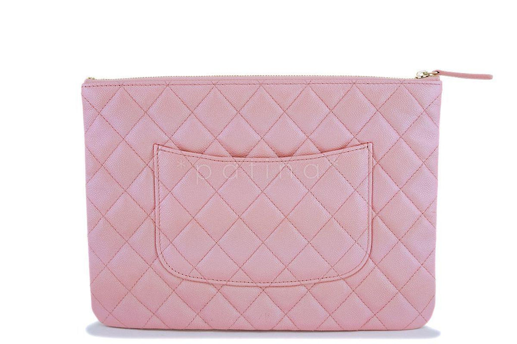 NIB 19S Chanel Iridescent Pink Pearly CC Medium O Case Clutch Bag