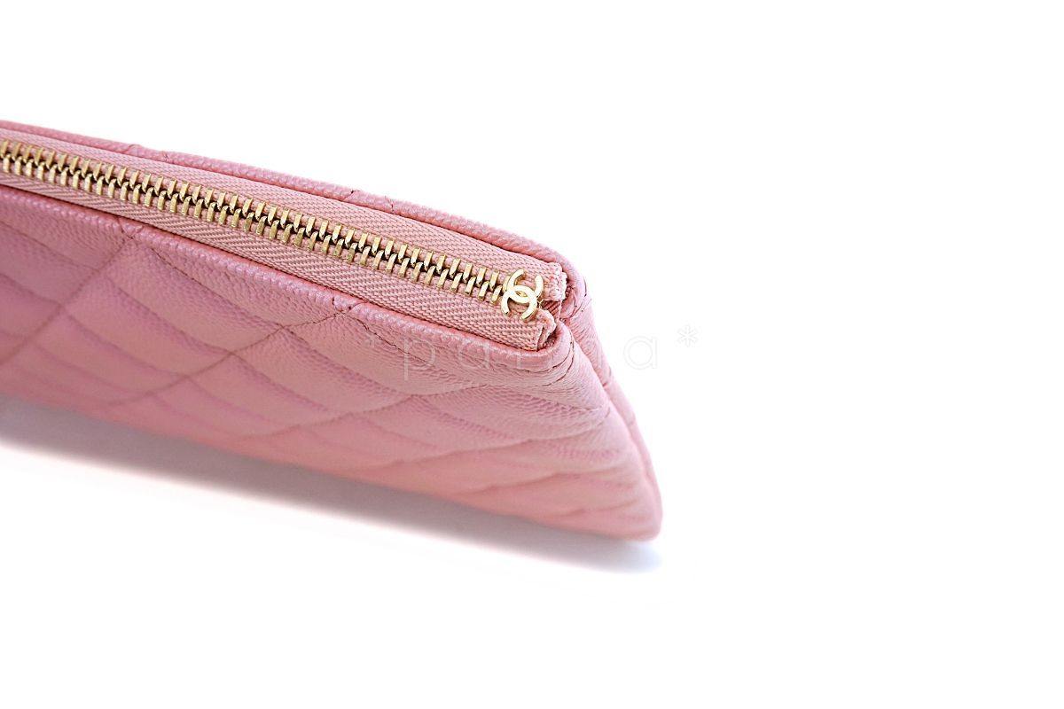 NIB 19S Chanel Iridescent Pink Pearly CC Medium O Case Clutch Bag