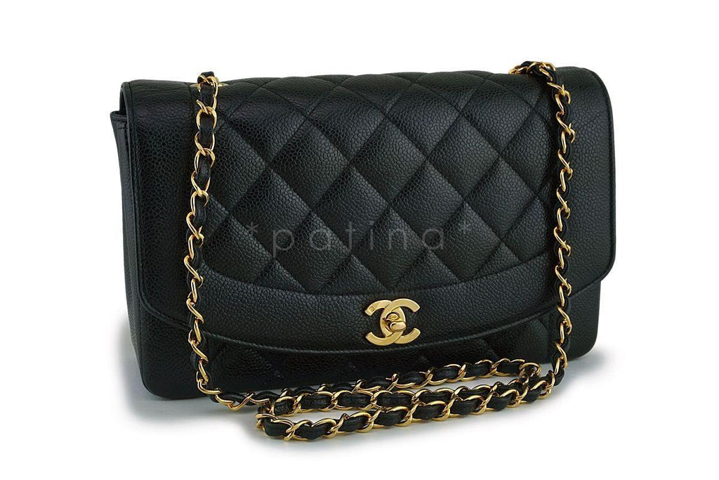 Chanel Black Vintage Caviar Medium Diana Classic Flap Bag 24k GHW