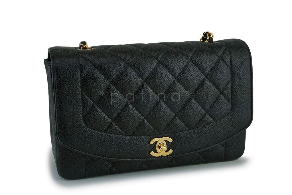 Chanel Black Vintage Caviar Medium Diana Classic Flap Bag 24k GHW