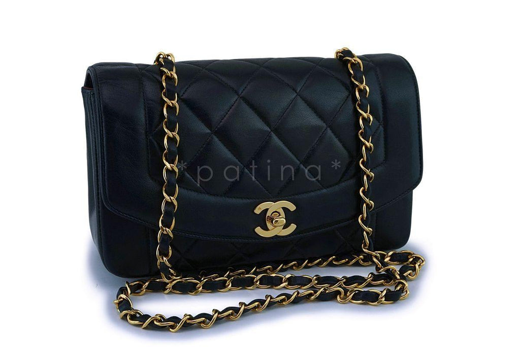 Chanel Black Vintage Lambskin Small Diana Classic Flap Bag 24k GHW