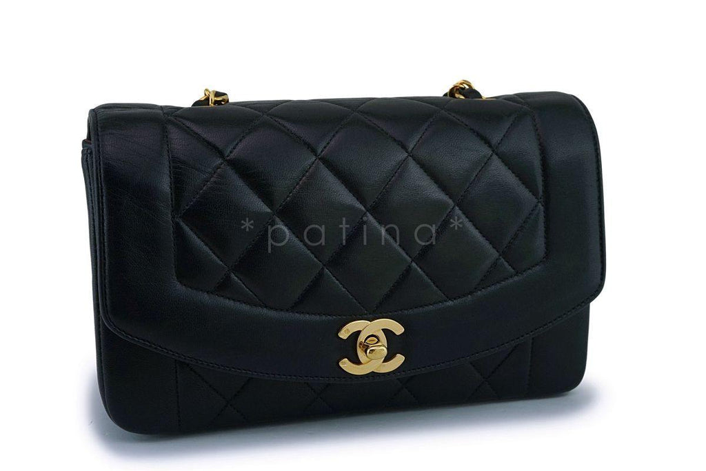 Chanel Black Vintage Lambskin Small Diana Classic Flap Bag 24k GHW