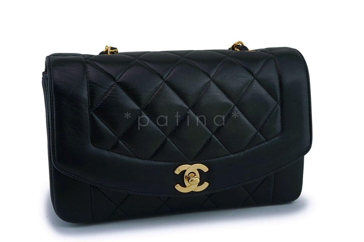 Chanel Black Vintage Lambskin Small Diana Classic Flap Bag 24k GHW