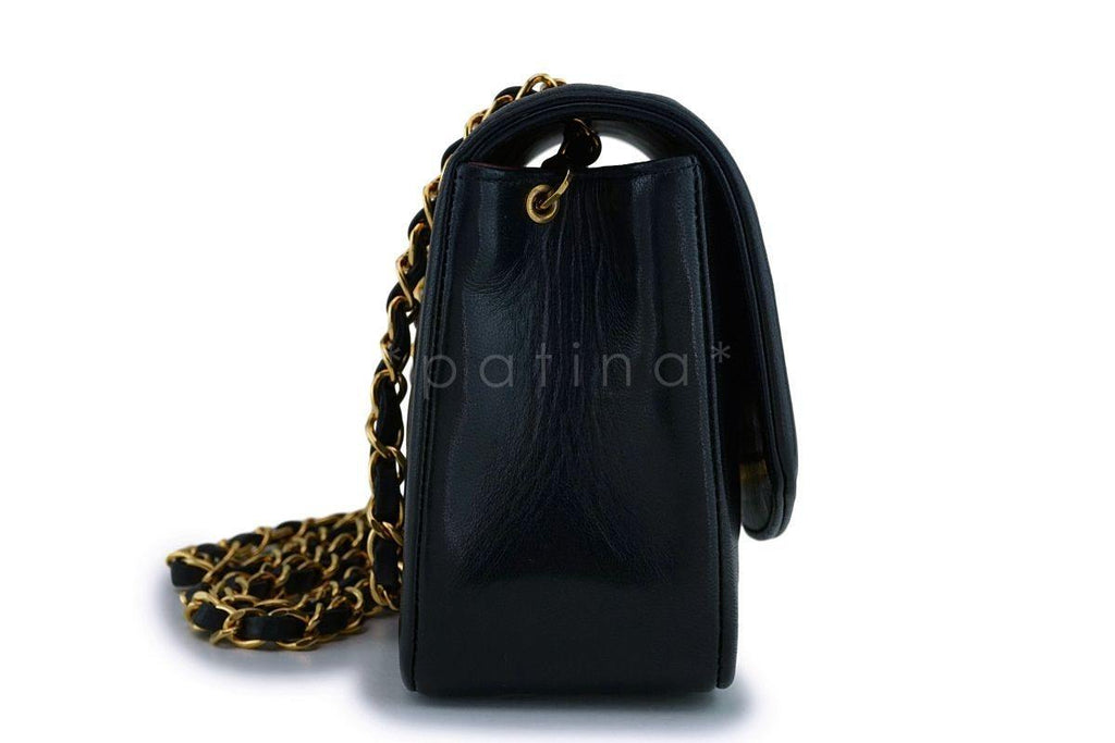 Chanel Black Vintage Lambskin Small Diana Classic Flap Bag 24k GHW