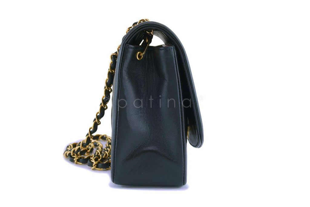 Chanel Black Vintage Lambskin Medium Diana Classic Flap Bag 24k GHW