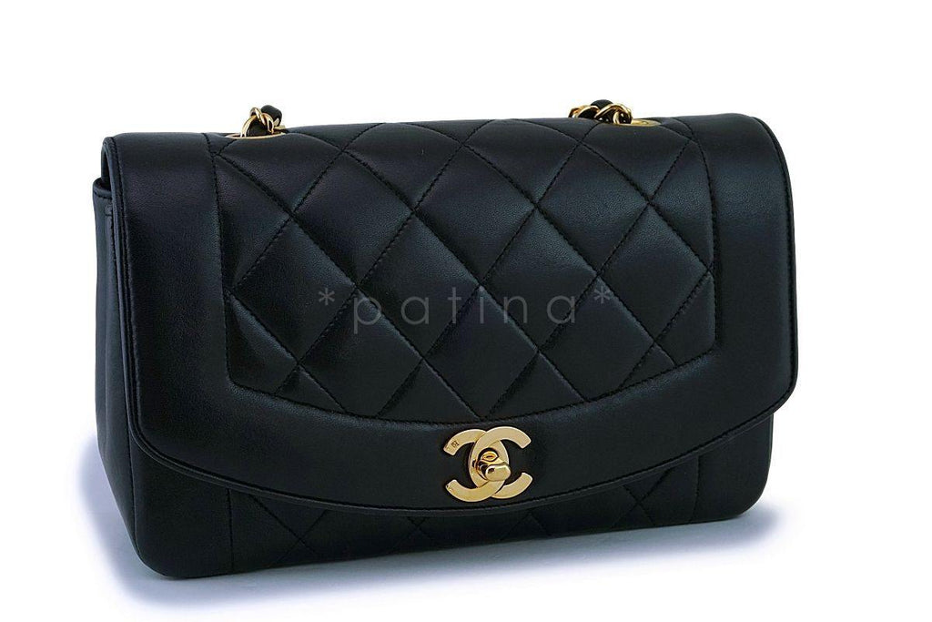 Chanel Black Vintage Lambskin Small Diana Classic Flap Bag 24k GHW