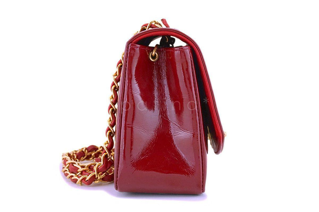 Chanel Vintage Cherry Red Patent Small Diana Classic Flap Bag 24k GHW