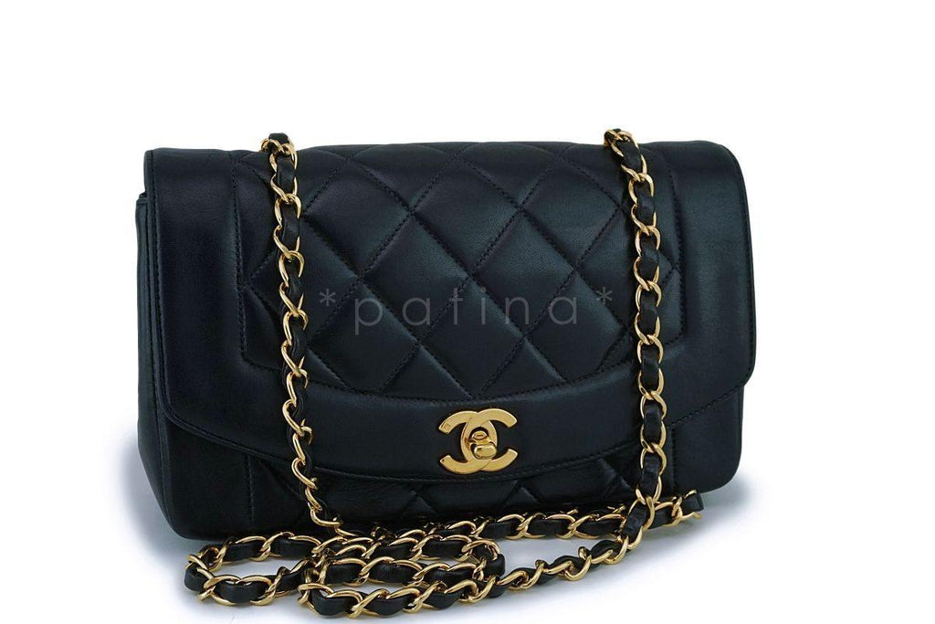 Chanel Black Vintage Lambskin Diana Small Classic Flap Bag 24k GHW