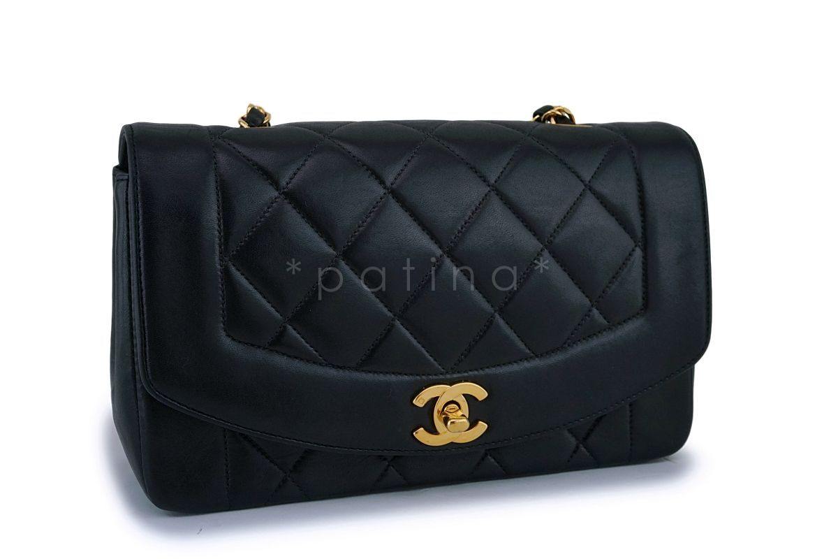 Chanel Black Vintage Lambskin Diana Small Classic Flap Bag 24k GHW