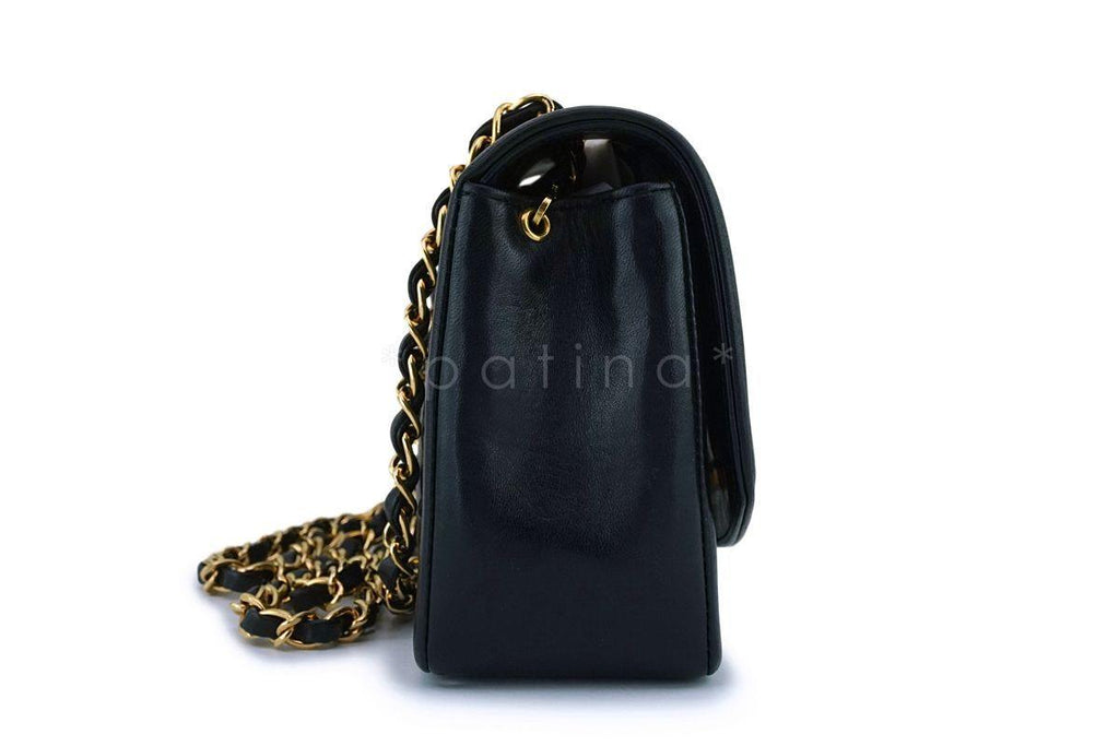 Chanel Black Vintage Lambskin Diana Small Classic Flap Bag 24k GHW