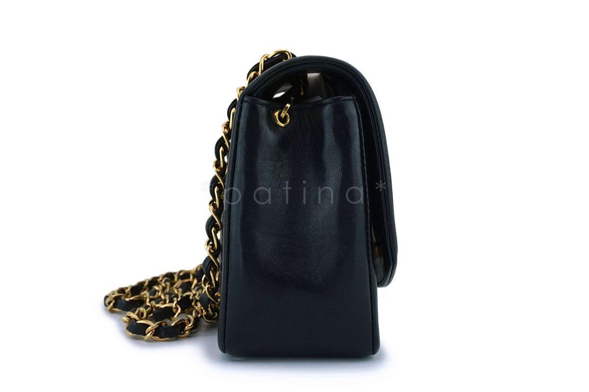 Chanel Black Vintage Lambskin Diana Small Classic Flap Bag 24k GHW