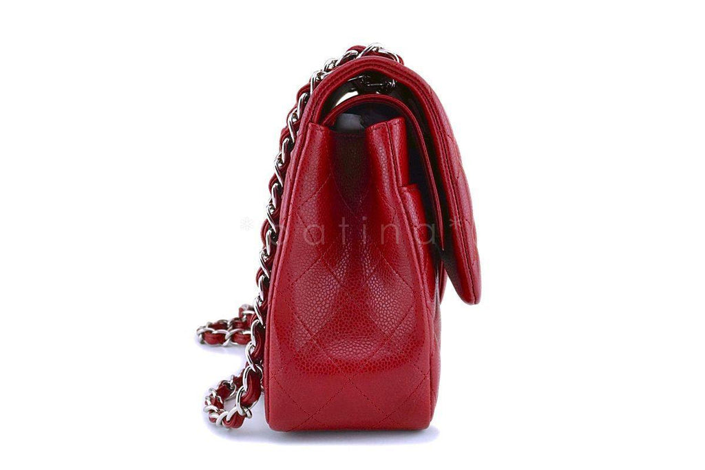 12A Chanel Red Caviar Jumbo Classic Double Flap Bag SHW