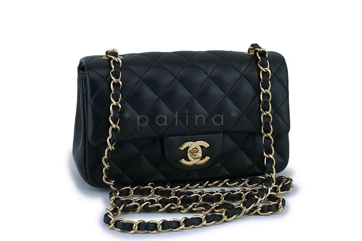 Chanel Black Lambskin Rectangular Mini Classic Flap Bag GHW