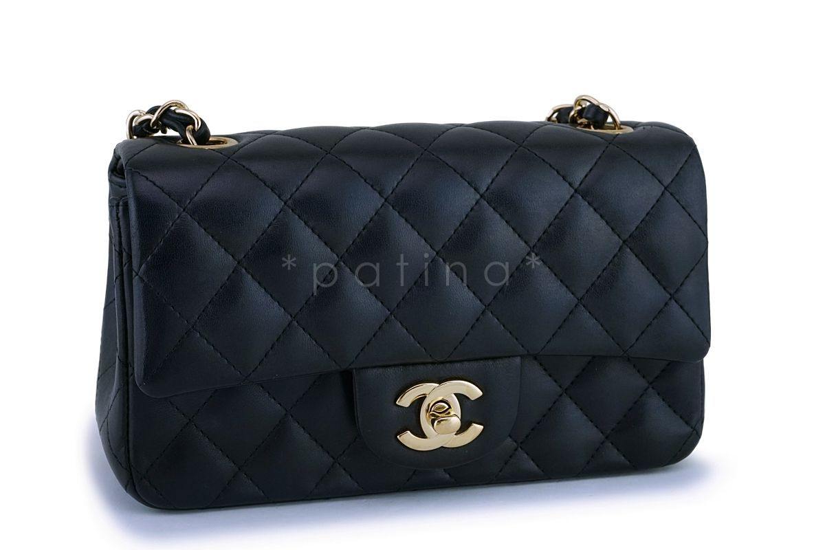 Chanel Black Lambskin Rectangular Mini Classic Flap Bag GHW