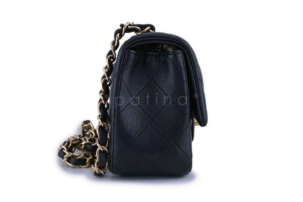Chanel Black Lambskin Rectangular Mini Classic Flap Bag GHW