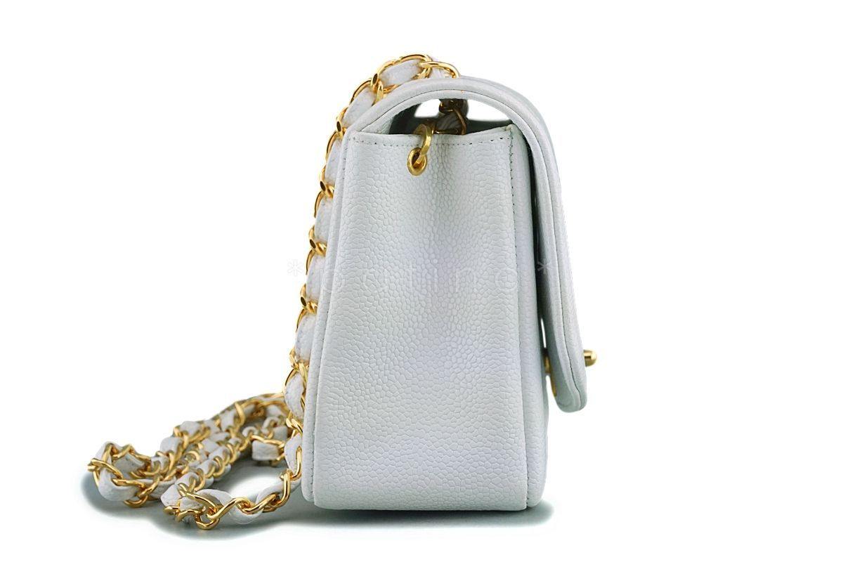 *rare* Chanel White Vintage Caviar Small Diana Classic Flap Bag 24k GHW