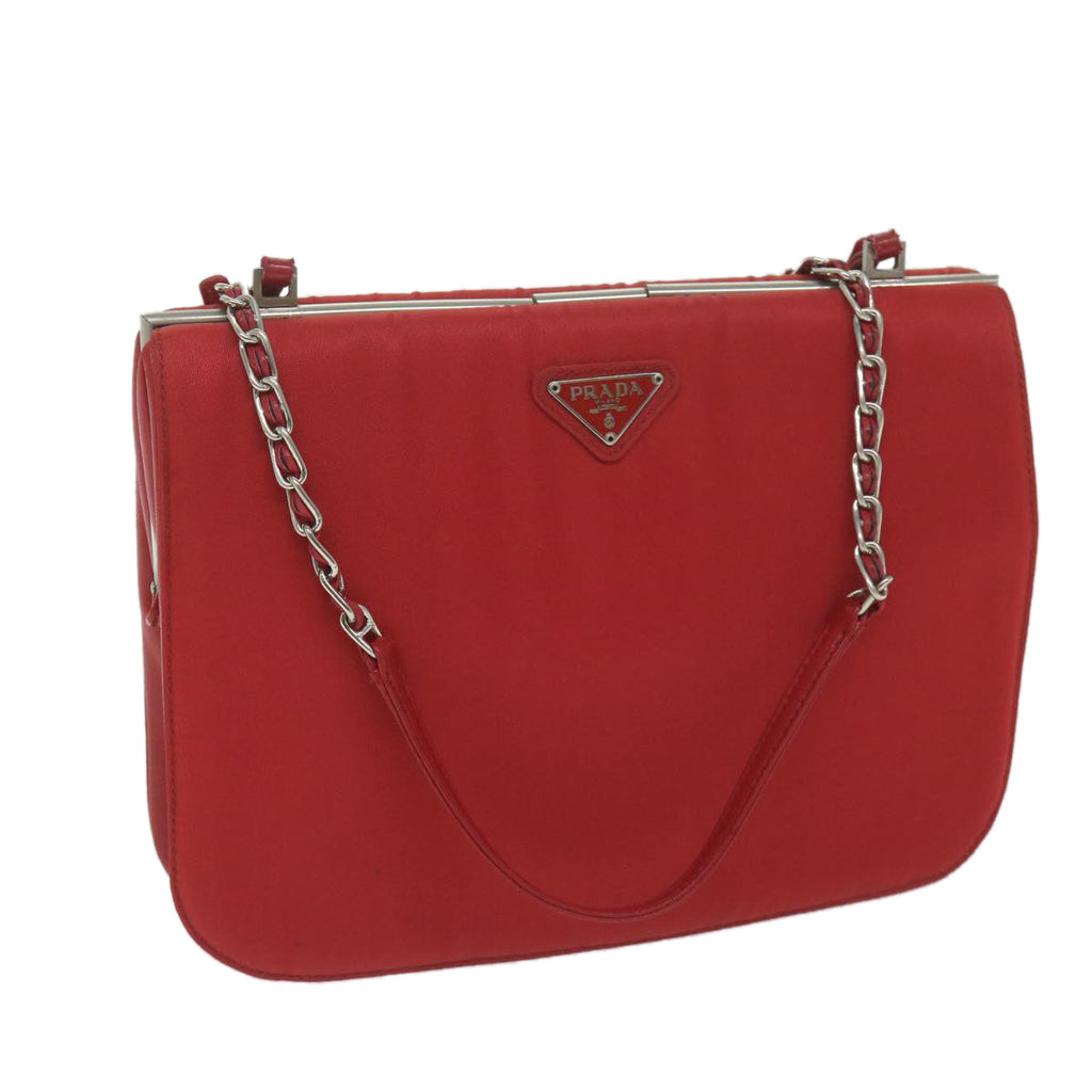 PRADA Chain Shoulder Bag Nylon Red 63571