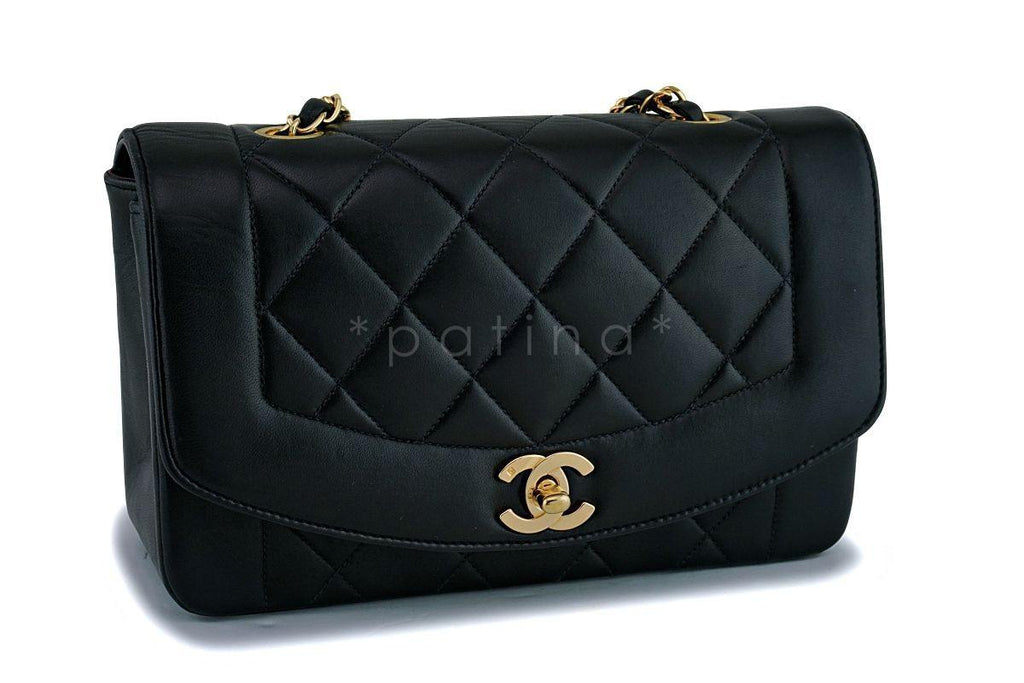 Chanel Black Vintage Lambskin Small Diana Classic Flap Bag 24k GHW