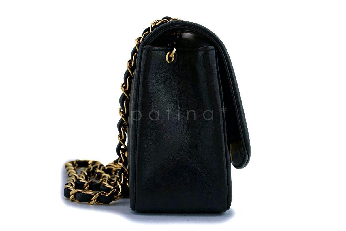 Chanel Black Vintage Lambskin Small Diana Classic Flap Bag 24k GHW