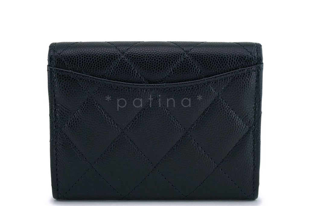 NIB 19B Chanel Black Caviar Classic XL Card Wallet Case GHW