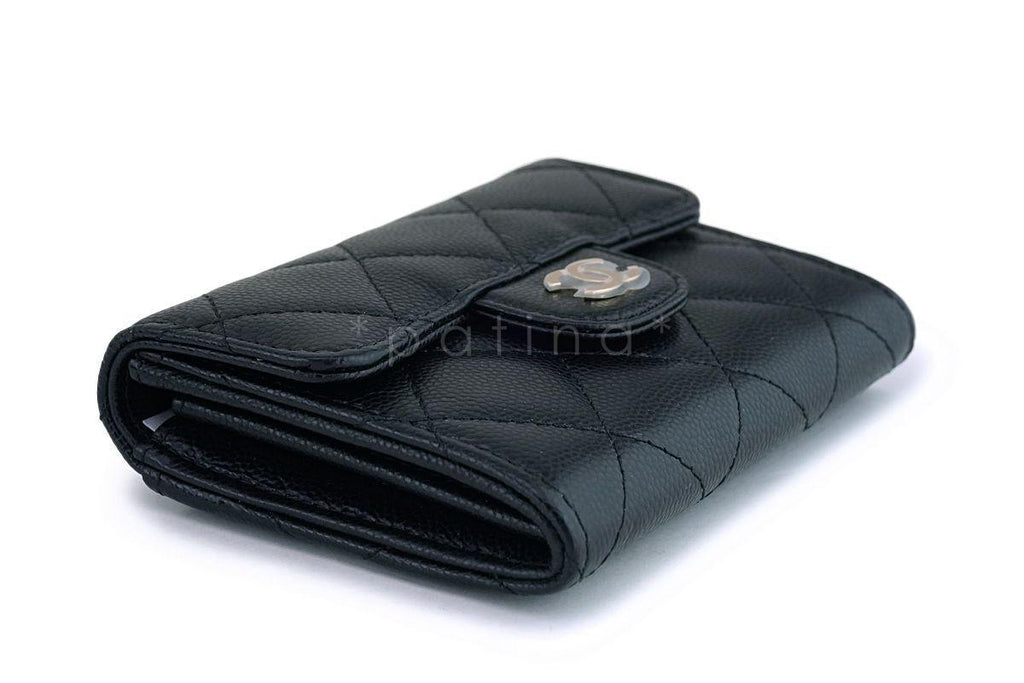 NIB 19B Chanel Black Caviar Classic XL Card Wallet Case GHW
