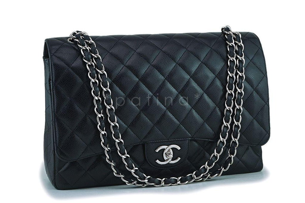 Chanel Black Caviar Maxi "Jumbo XL" Classic Double Flap Bag SHW