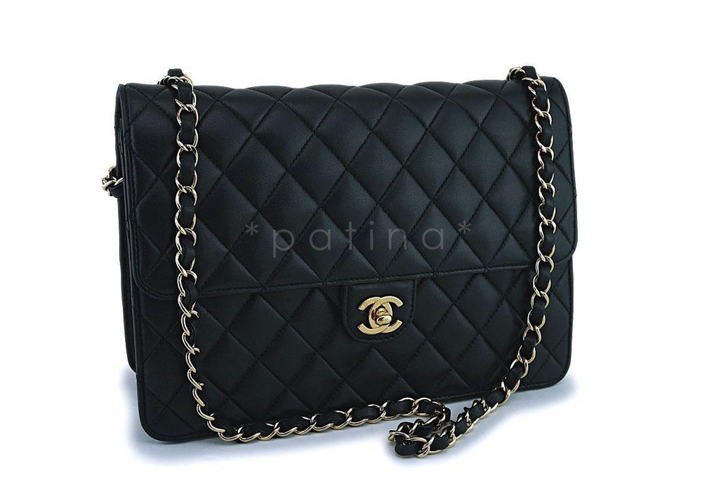 Chanel Vintage Black Lambskin Timeless Classic Clutch on Chain Flap Bag 24k GHW