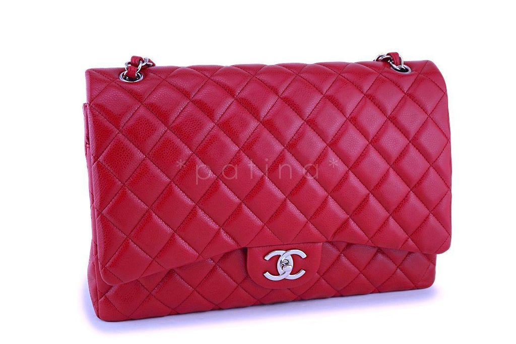 Chanel Red Caviar Maxi "Jumbo XL" Classic Double Flap Bag SHW