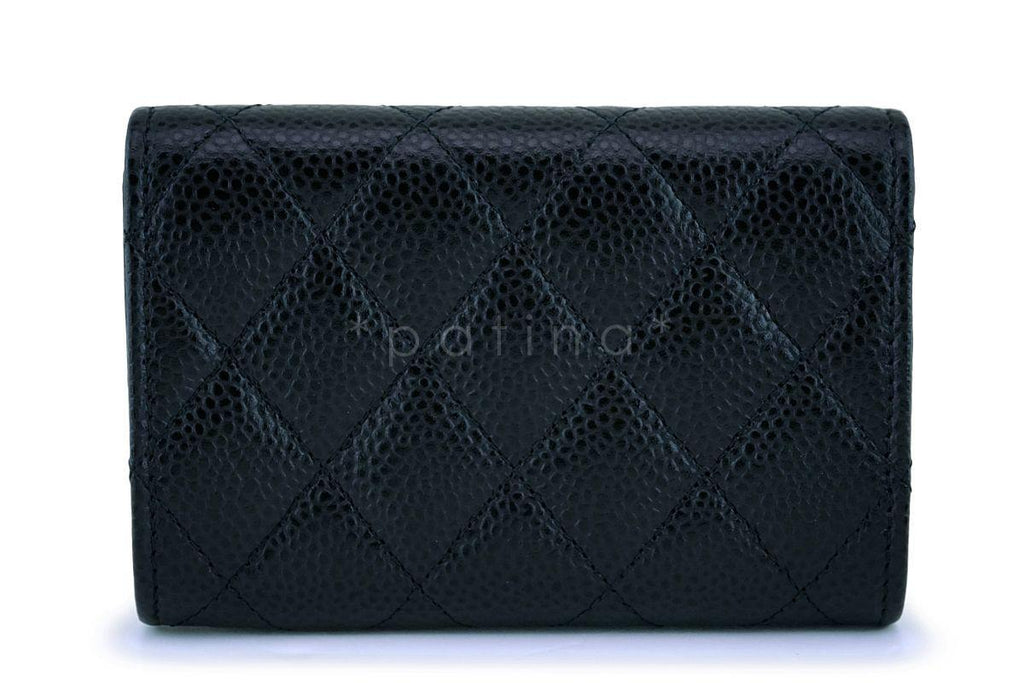 NIB Chanel Black Caviar Classic Card Holder Wallet Case SHW