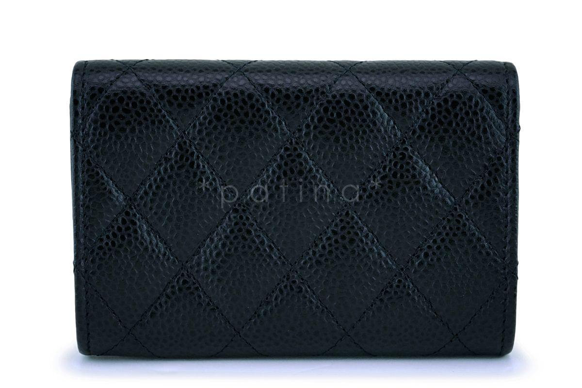 NIB Chanel Black Caviar Classic Card Holder Wallet Case SHW