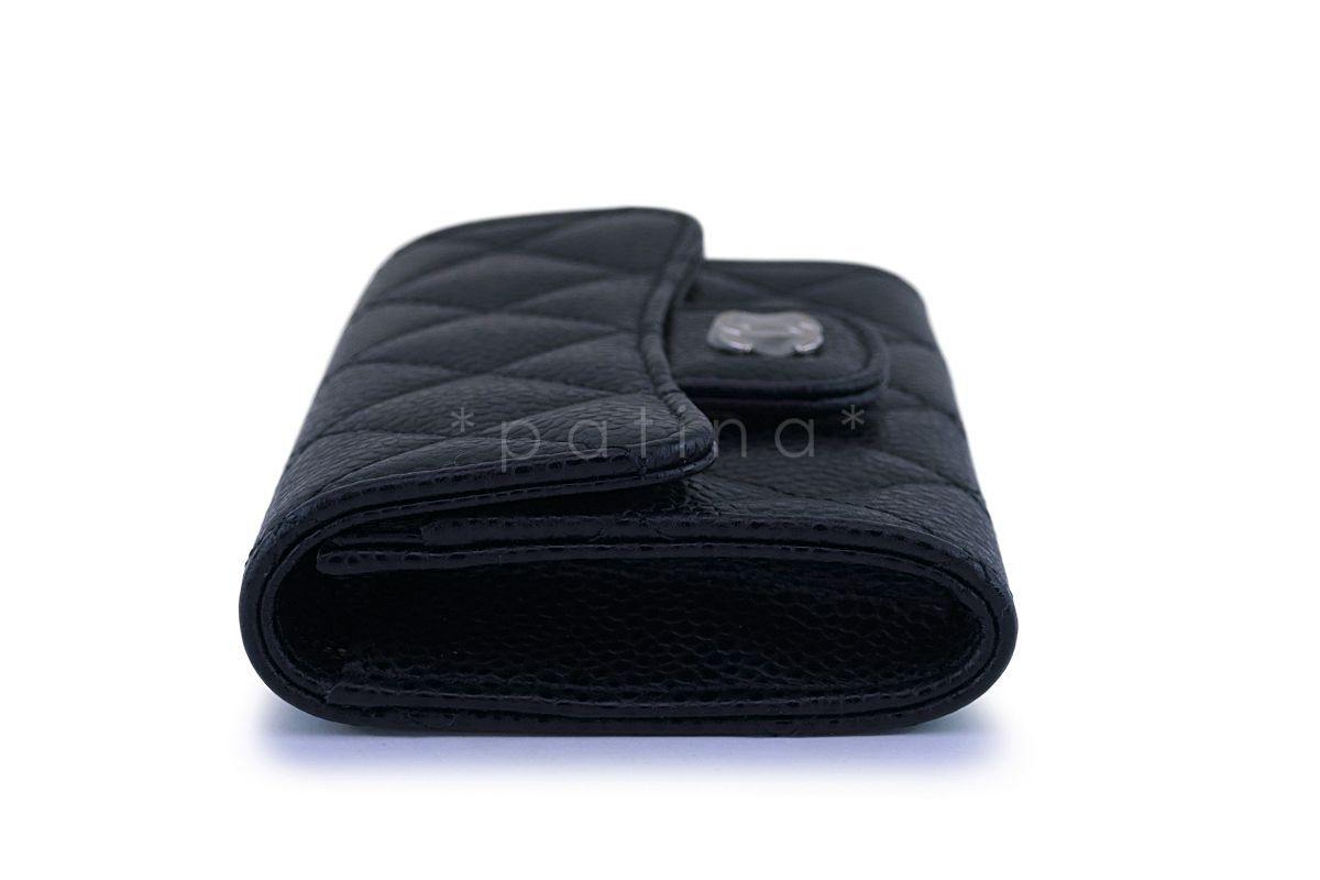 NIB Chanel Black Caviar Classic Card Holder Wallet Case SHW