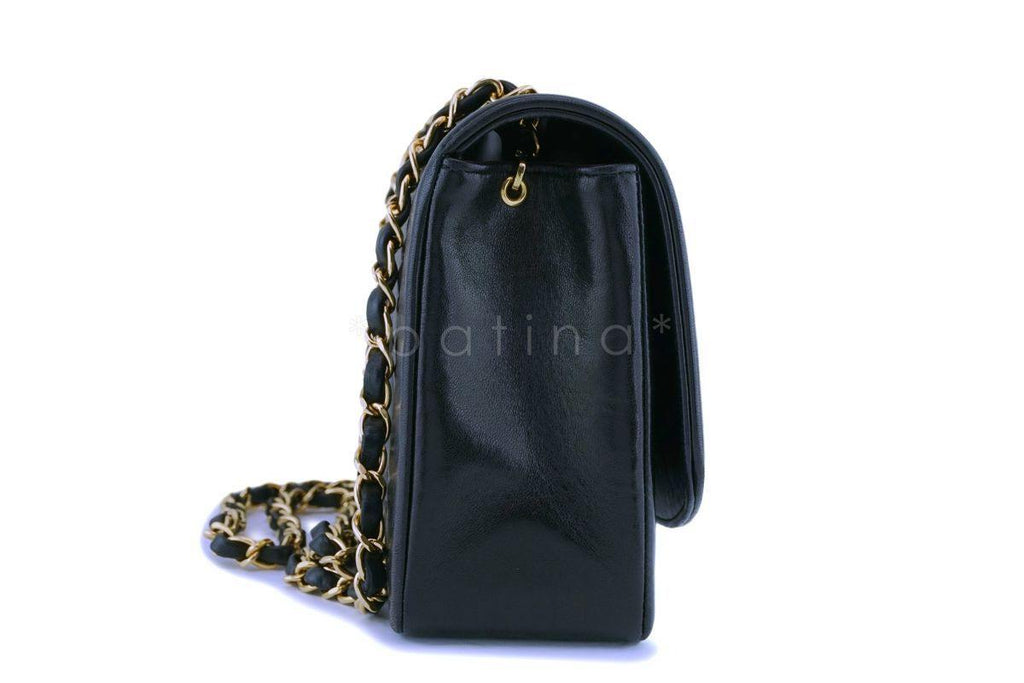 Chanel Black Vintage Lambskin Medium Diana Classic Flap Bag 24k GHW