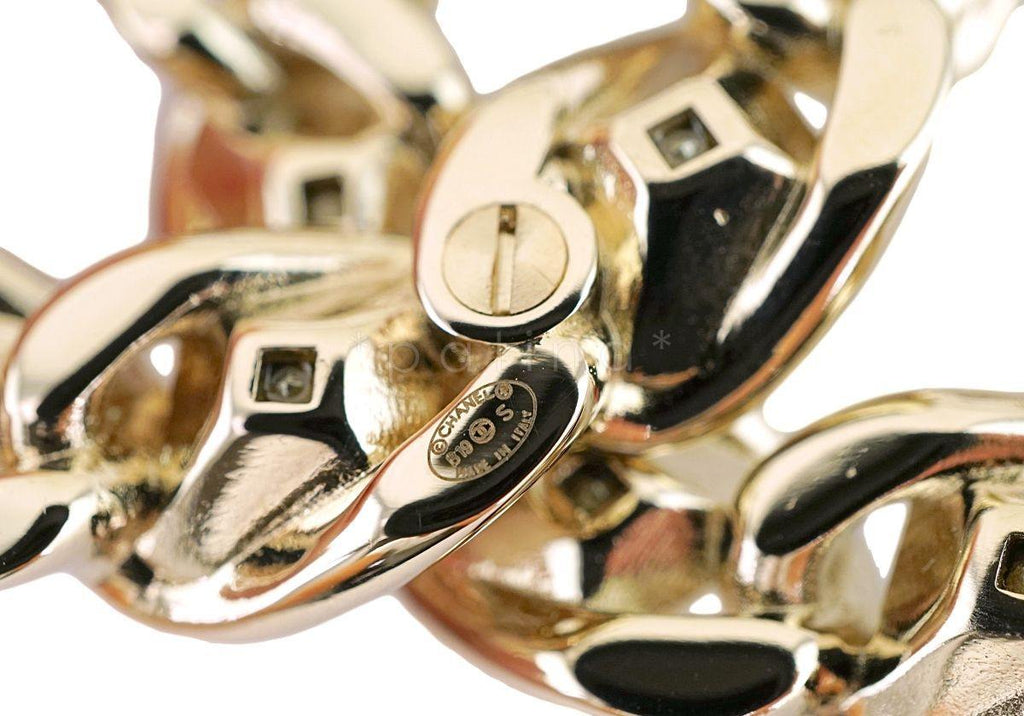 NIB 19S Chanel XL Large Classic Crystal CC Chain Brooch GHW AB0616 4K7