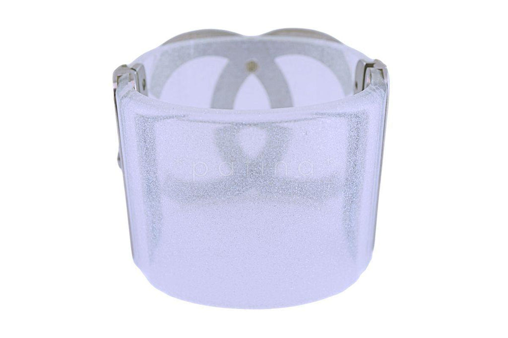 Rare Chanel 09P Massive XL CC Baguette Crystal Glitter Resin Cuff Bracelet CG