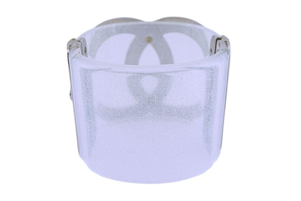 Rare Chanel 09P Massive XL CC Baguette Crystal Glitter Resin Cuff Bracelet CG