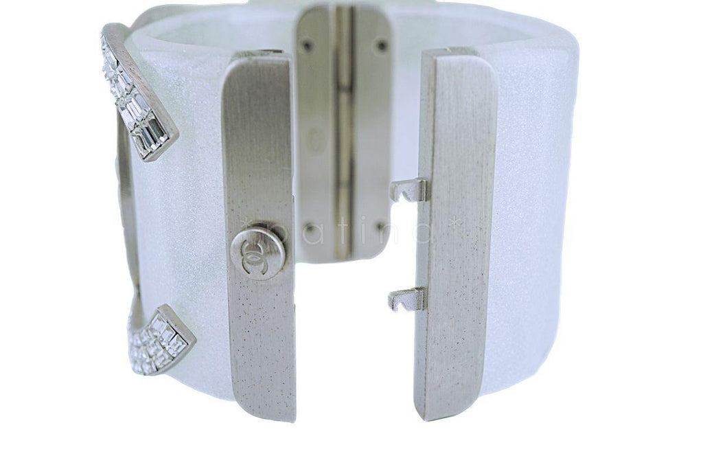 Rare Chanel 09P Massive XL CC Baguette Crystal Glitter Resin Cuff Bracelet CG